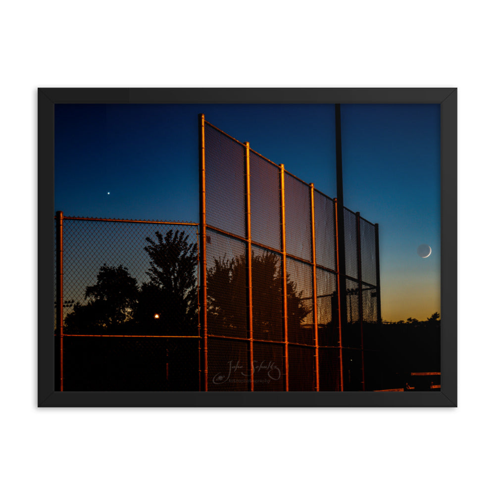 #012 Moon and Venus behind the Backstop Framed Poster