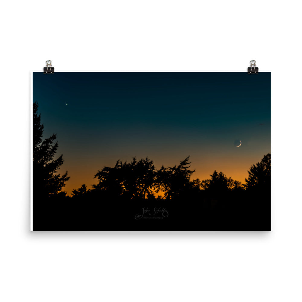 #013 Crescent Moon and Venus Poster
