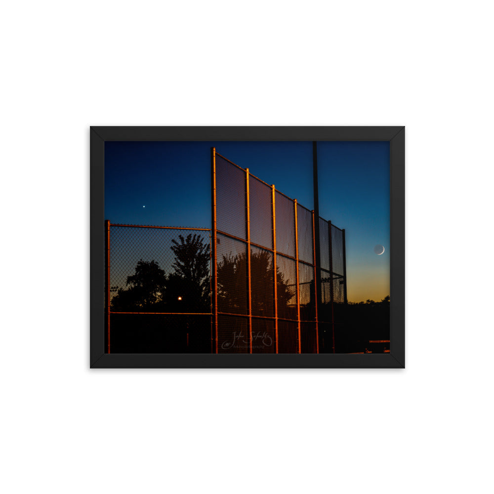 #012 Moon and Venus behind the Backstop Framed Poster